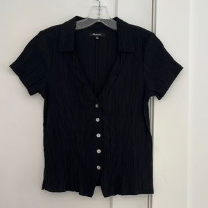 Madewell Crinkled Y-Neck Button-Down Shirt